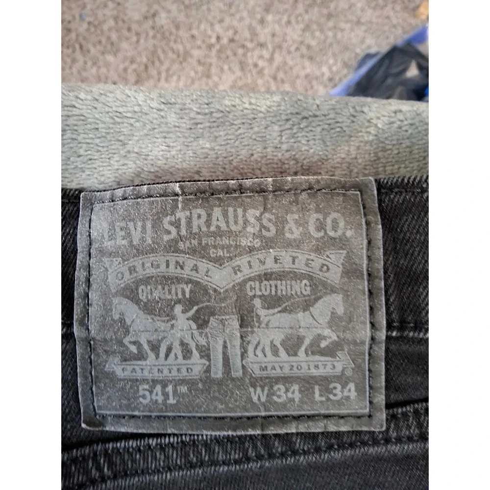 Levi Strauss Co WaterLess Mens Charcoal Black Straight Leg Denim Jeans 34x34 541